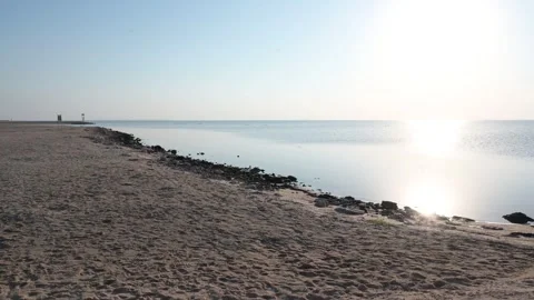 Wide View of Half Moon Beach on the Arabian Gulf, Al Khobar, Saudi Arabia Stock Footage 320966551