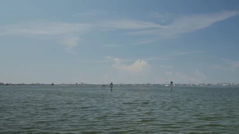 Wide View Horizontal looking out from outlet to Boca Ciega Bay Gulfport, Florida Stock Footage 285265463