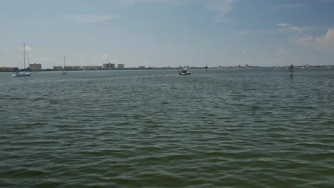 Wide View Horizontal looking out from outlet to Boca Ciega Bay Gulfport, Florida Stock Footage 285265710