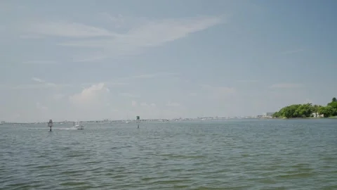 Wide View Horizontal looking out from outlet to Boca Ciega Bay Gulfport, Florida Stock Footage 285265911