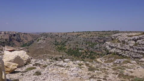 Wide view of a large valley in Italy on a very hot day Stock Footage 290877997