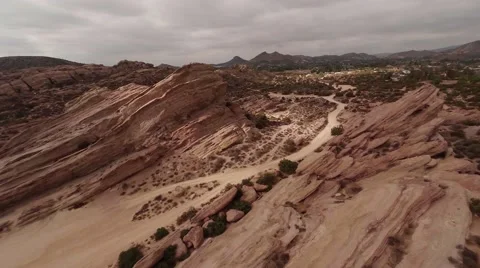 A wide view of the mountains. Flying over the Lone Pine Canyon Stock Footage 49846144