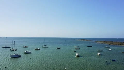 A wide view over Anse de Trehennarvour in Saint Philibert, Brittany, France Stock Footage 346664778