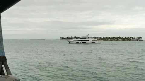 Wide view over a boat dock Port of call for Holland America Cruise Line ship. Sm Video stock 300805914