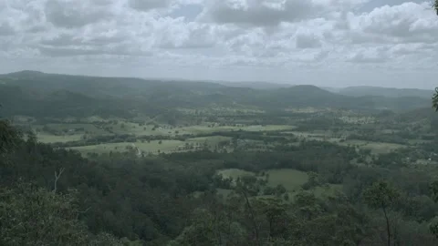 Wide View Over Lush Sunshine Coast Hinterland in Queensland Australia Stock Footage 341298687
