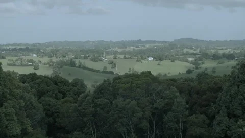 Wide View Over Rolling Hills and Forest in Sunshine Coast Hinterland, Australia Stock Footage 341301288