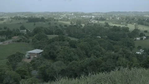 Wide View Over Sunshine Coast Hinterland Farmland and Forest, Queensland Austral Stock Footage 341299296