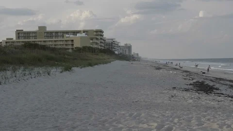 Wide View Of Overcast Beach Day in Melbourne Florida Video stock 104412036