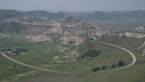 Wide View Pan Scotts Bluff National Monument Stock Footage 249190983