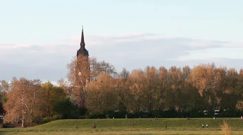 Wide view of a park in Dresden Stock Footage 42902845
