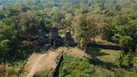 Wide view of Preah Khan temple in Cambodia Stock Footage 88275113