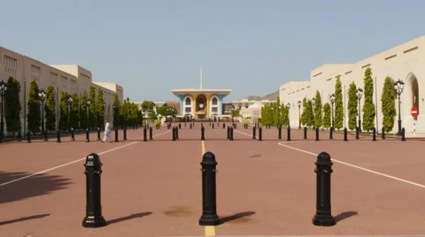 Wide view of the Royal Palace in Muscat, Oman 2 Stock Footage 48932964