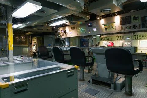 Wide View of Ship Operations Control Room Interior Stock Photos