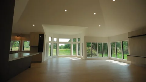 Wide view shot of Elements of empty Interior in house, camera move shot Stockbeeldmateriaal 281447907