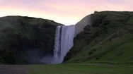 Wide View Of Skogafoss Waterfall During Sunrise - Iceland Stock Footage