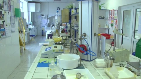 Wide View of Sugar Refinery Laboratory Stock Footage 343662142