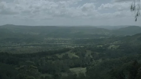 Wide View of Sunshine Coast Hinterland Forests and Rolling Hills in Queensland Stock Footage 341297079