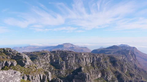 Wide view from Table Mountain of mountain range Stock Footage 242012768