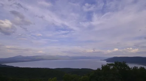 Wide view time lapse of Lake Prespa Stock Footage 41797945