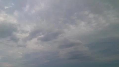 Wide View Time Lapse of Soft Gray Storm Clouds Drifting Across Cloudy Sky Stock Footage 345042075