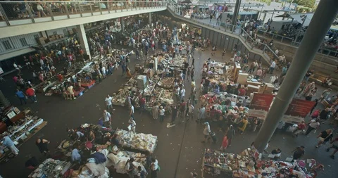 Wide View of a Traditional Second Hand Market, Timelapse,Encants-Barcelona, 4k Stock Footage 115789179