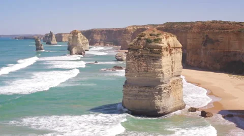 Wide view of the Twelve Apostles Stock Footage 52458763