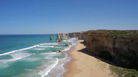 Wide view of the Twelve Apostles Stock Footage 52458788