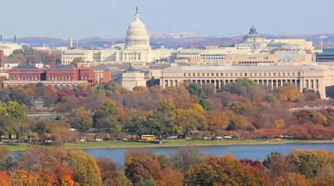 Wide View of U.S. Capitol Building Stock Footage 36135671