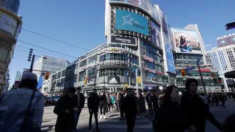 Wide View Of Yonge-Dundas Square, Known As Dundas Square During Sunset Stock Footage 88952900