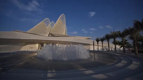 A wide view of the Zayed National Museum, the national museum of the UAE Stock Footage 322779660