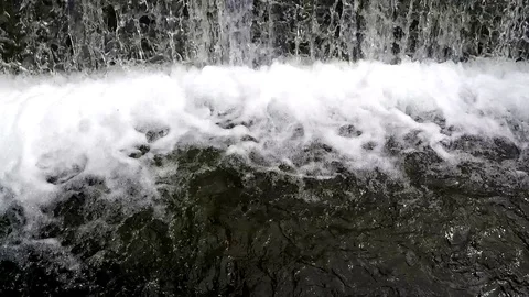 Wide waterfall with foam, slow-motion Stock Footage 77895854