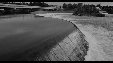 Wide waterfalls on a river Stock Footage 277964829