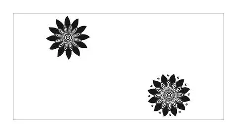 A wide white panel with a thin border is accented by two intricate black fl.. Stock Illustration