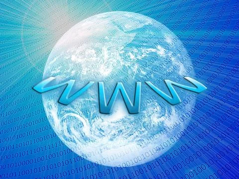 Wide world web concept: planet earth with integrated bits and bytes Wide w... Stock Photos