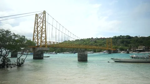 WIDE OF YELLOW BRIDGE Stock Footage 221668815