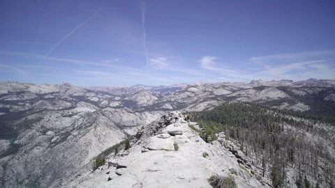Wide Yosemite Summit Hike Stock Footage 129458329