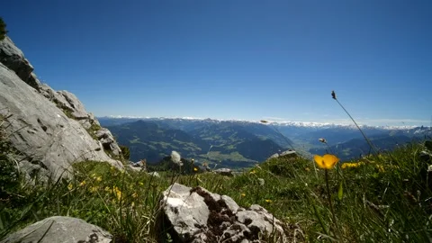 Wideangle shot of beautiful Austrian mountains in Tyrol Stock Footage 145810022