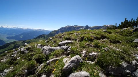 Wideangle tilt across beautiful Austrian Mountain landscape in Tyrol Stock Footage 145809228