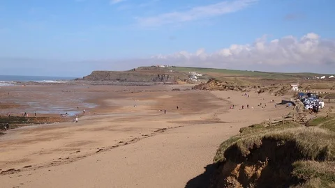 Widemouth Bay Cornwall Stock Footage 99229006