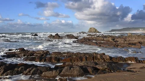 Widemouth beach first sunshine in 2026 Stock Footage 325564775