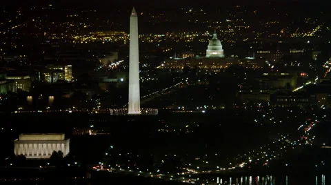 Widening view from the National Mall at night, Washington DC. Shot in 2011. Stock Footage 59196077