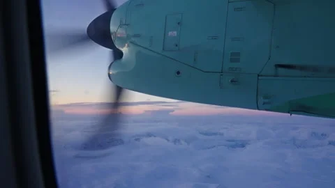 Wider shot of an airplane engine during flight Stock Footage 267804791