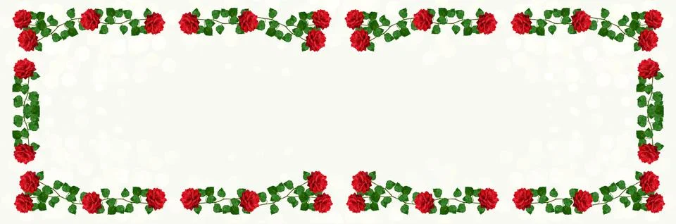 Widescreen background with rose border. Layout for a greeting card or invitation 写真素材