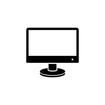Widescreen Computer Monitor, Monoblock Solid Flat Vector Icon Isolated on Whi Illustrazione stock