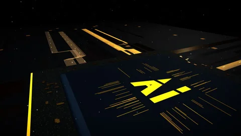 Widescreen dynamic perspective of an advanced cyber technology microchip 库存影片 335925845