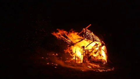 WIDESHOT BURNING PALATE Stock Footage 183433456