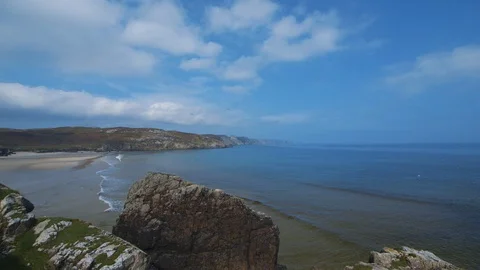 Wideshot of a Scottish Beach Video stock 123911089