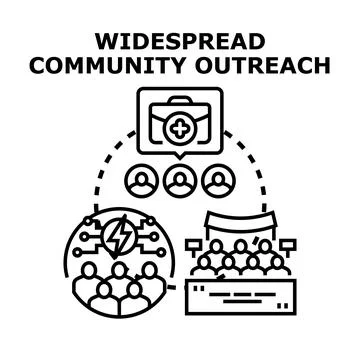 Widespread community outreach program implementing various services Ilustración de archivo