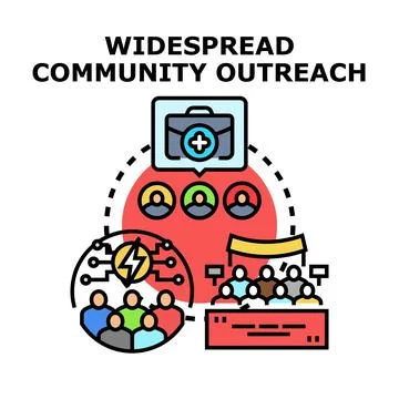 Widespread community outreach program implementing various services Stock-Illustration