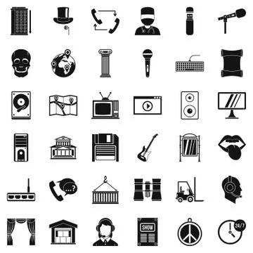 Widget icons set, simple style Stock Illustration